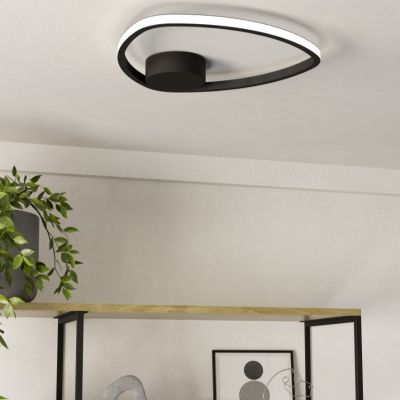 Black design ceiling light aluminium, Minouche, 9,7W, white switch LED, with remote control