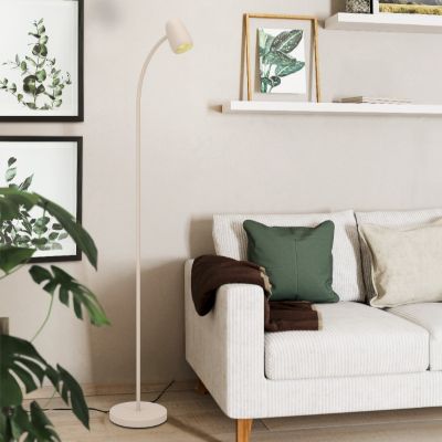 Brown modern floor lamp steel, Sahila, with switch