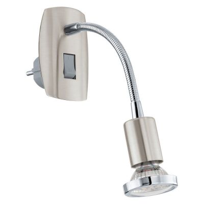 Nickel plug in wall light metal, Alejandra, with switch