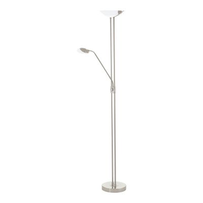 Nickel design reading floor lamp glass, Brava, 20W, 3000K LED, with switch