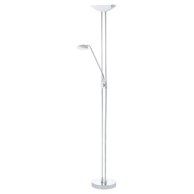 Chrome design reading floor lamp glass, Brava, 20W, 3000K LED, with switch