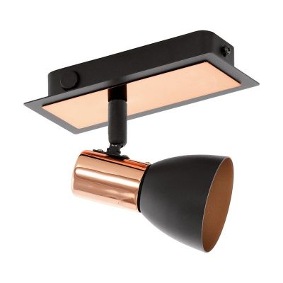 Copper modern ceiling spotlight steel, Angelie, with switch