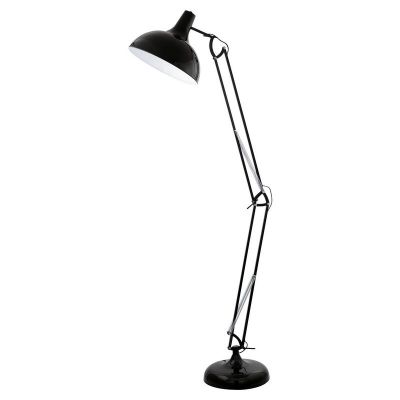 Black industrial floor lamp metal, Josha, with switch