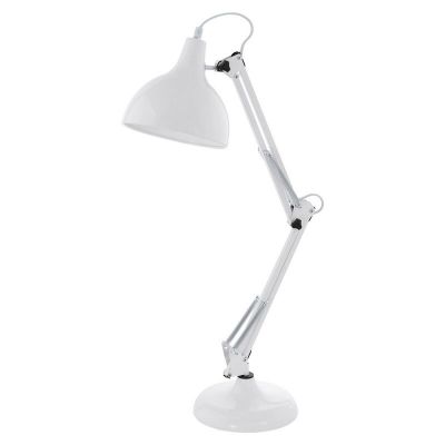 White industrial desk lamp metal, Josha, with switch