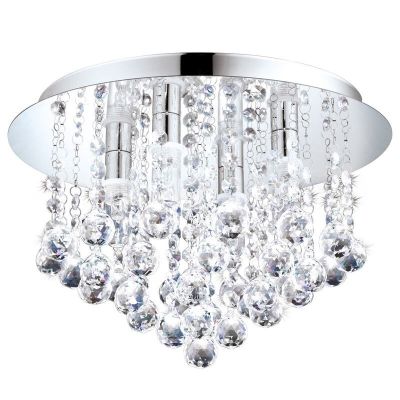 Chrome design ceiling light crystal, Almedina, IP44