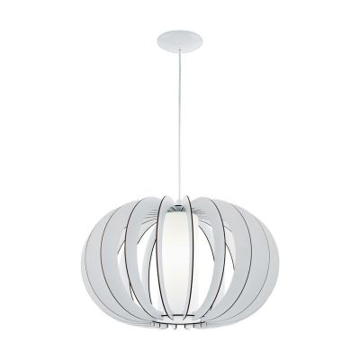 White rustic pendant light wood, Kiran