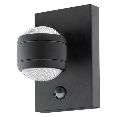 Black outdoor wall light with motion sensor plastic, Bastien, IP44