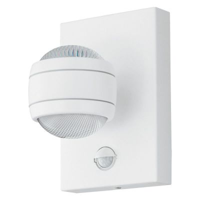White outdoor wall light with motion sensor plastic, Bastien, IP44