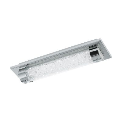 Chrome design ceiling light glass, Iris, 8W, 4000K LED, IP44