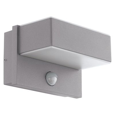 Silver modern outdoor wall light with motion sensor metal, Jason, IP44