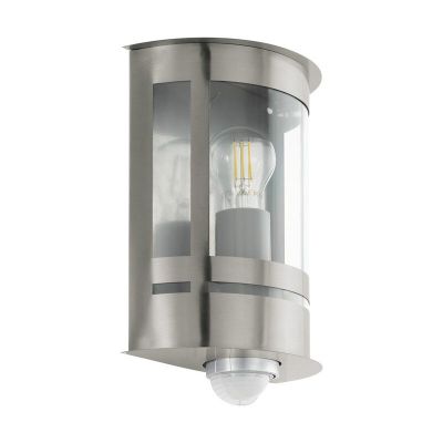 Silver modern outdoor wall light with motion sensor metal, Jeremy, IP44