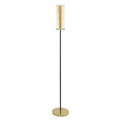 Golden modern floor lamp steel, Barceno, with switch