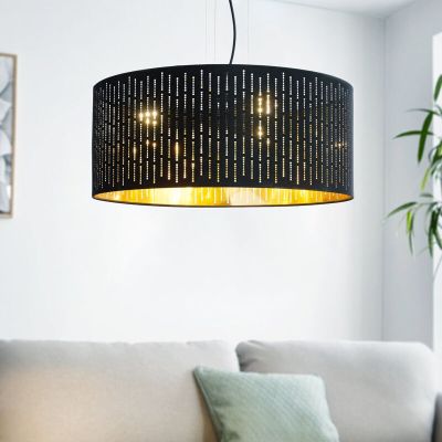 Black modern pendant light fabric, Yori