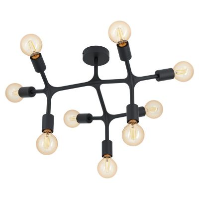 Black industrial flush ceiling light steel, Anjana