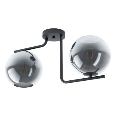 Black design flush ceiling light steel, Elsina