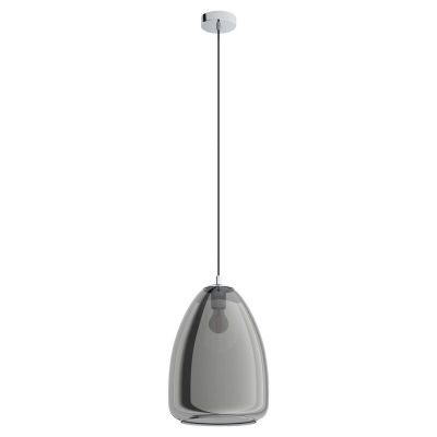 Chrome pendant light smoke glass, Fredericus