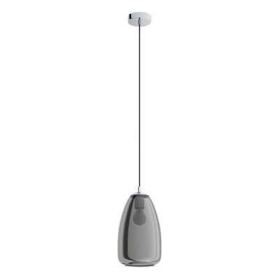 Chrome pendant light smoke glass, Fredericus