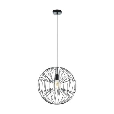 Nickel industrial pendant light steel, Josiah