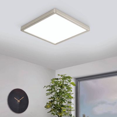 Nickel smart ceiling light plastic, Geraldo, 19,5W, warm to cold white adjustable LED, IP44
