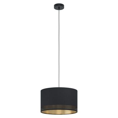Black modern pendant light fabric, Niko