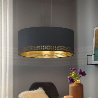 Black modern pendant light fabric, Niko