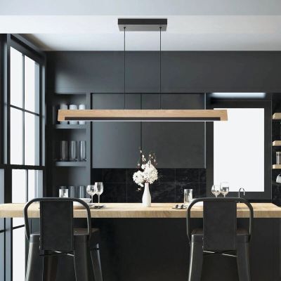 Wooden pendant light, Ludovica, 25W, 3000K LED