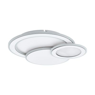 Chrome modern flush ceiling light steel, Everdina, 11W, adjustable light colour LED