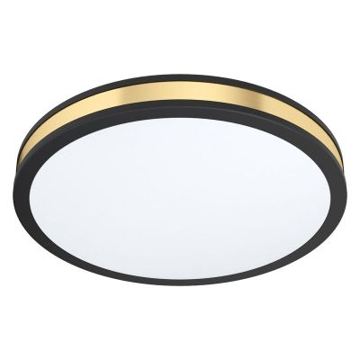 Black modern flush ceiling light steel, Rivano, 24W, 3000K LED