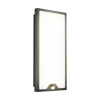 Black modern outdoor wall light with motion sensor steel, Lydian, 16W, 3000K LED, IP44