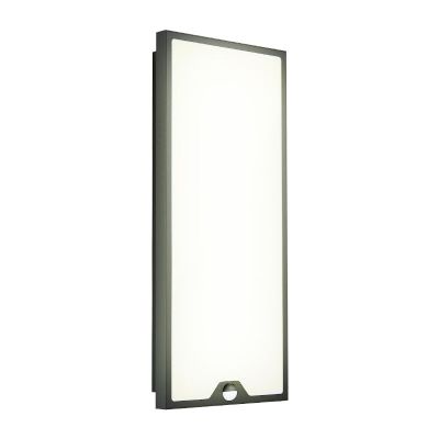 Black modern outdoor wall light with motion sensor steel, Lydian, 18,5W, 3000K LED, IP44