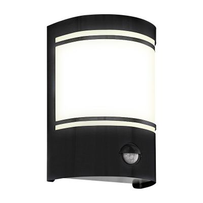 Black modern outdoor wall light with motion sensor steel, Elyana, IP44