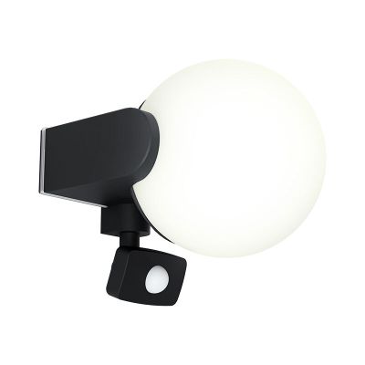 Black modern outdoor wall light with motion sensor aluminium, Lydia, IP44