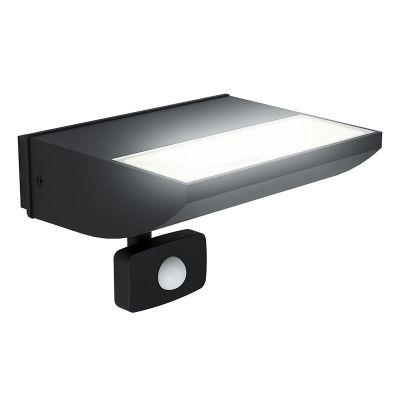 Black modern outdoor wall light with motion sensor aluminium, Samuel, 10,5W, 3000K LED, IP44