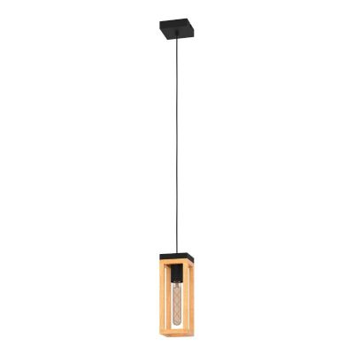 Wood pendant light brown, Jasmina, with switch