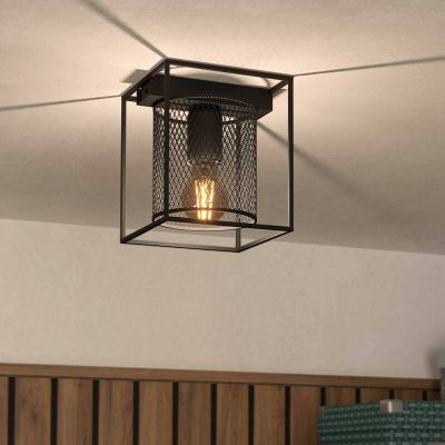Black industrial ceiling light aluminium, Thiemo