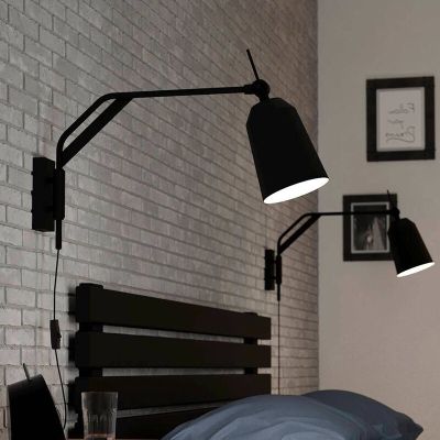 Black industrial wall light aluminium, Jelco, with switch