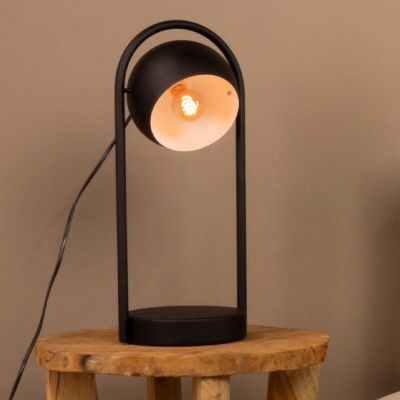 Black industrial table lamp aluminium, Jasin, with switch