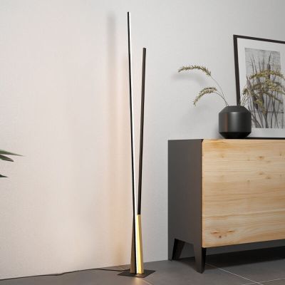 Black modern floor lamp aluminium, Leintje, 12,8W, 3000K LED, with switch