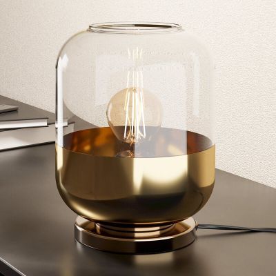 Golden design table lamp glass, Jeanny, with switch