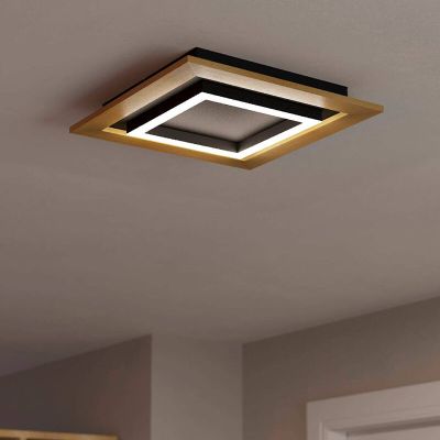Wooden design flush ceiling light aluminium, Kyllian, 5,4W, warm to cold white adjustable LED, 3-step dimmable