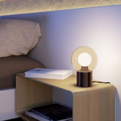 Bronze modern table lamp glass, Bravino, with touch dimmer