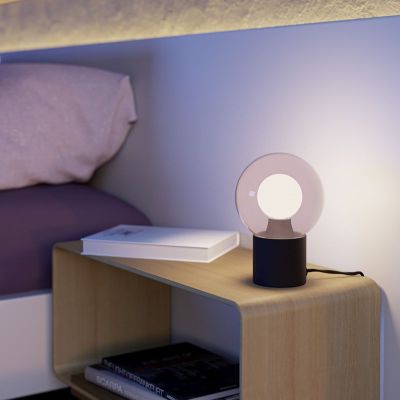 Black modern table lamp glass, Bravino, with touch dimmer