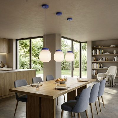 Pink retro pendant light glass, Berardelli