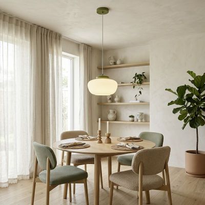 White retro pendant light glass, Berardelli