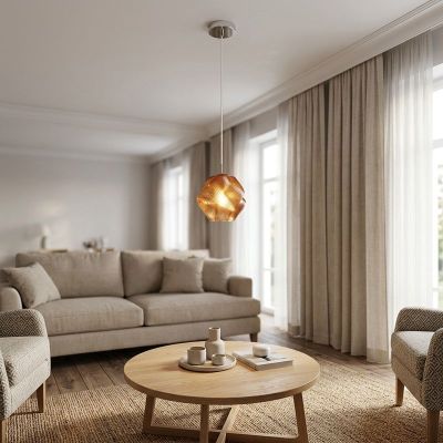 Orange modern pendant light glass, Vicenne