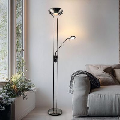 Modern reading floor lamp nickel, Salvador, 18W, 3000K LED, with switch
