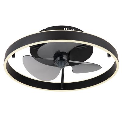 Black modern ceiling fan plastic, Joos, 40W, warm to cold white adjustable LED, with remote control