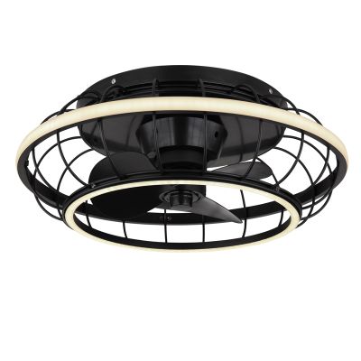 Black industrial ceiling fan metal, Jorne, 30W, warm to cold white adjustable LED, with remote control