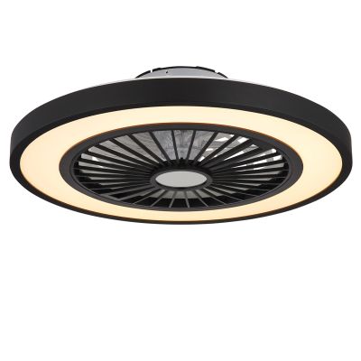 Black modern ceiling fan plastic, Komal, 45W, warm to cold white adjustable LED, with remote control