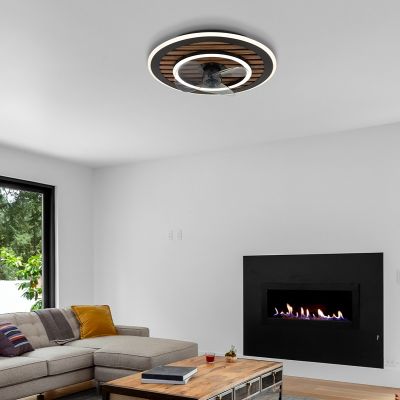 Black design ceiling fan metal, Maha, 36W, warm to cold white adjustable LED, with remote control